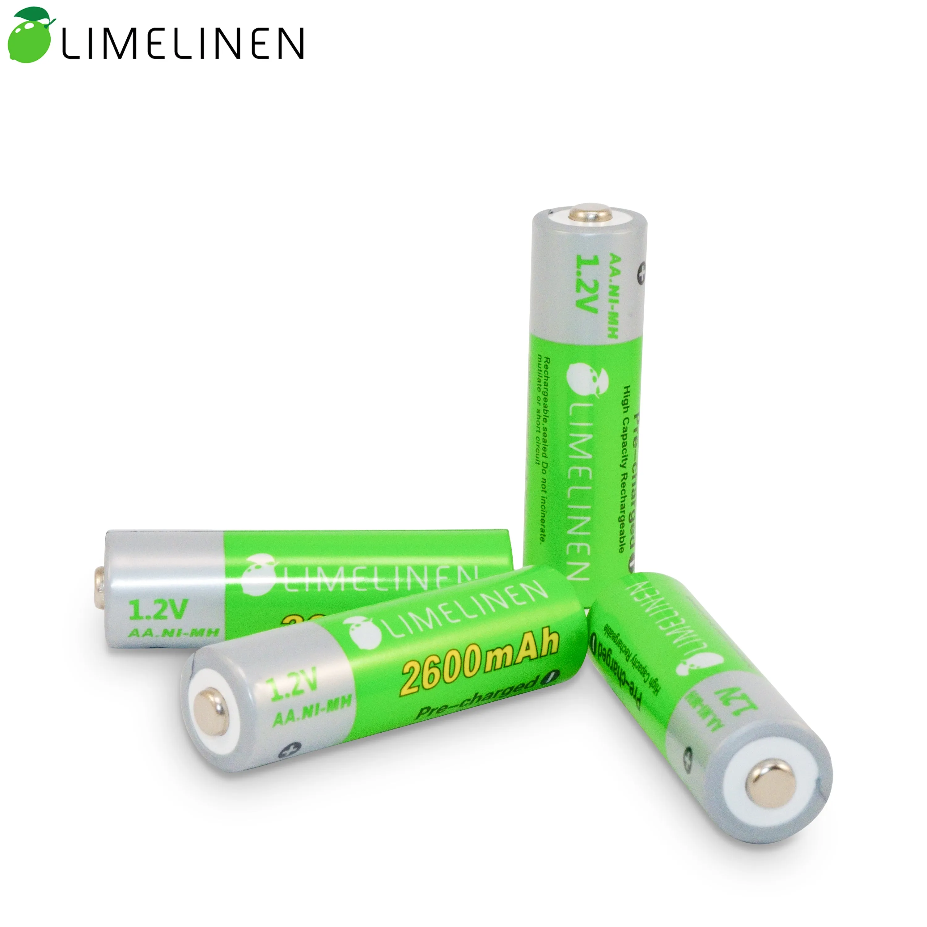 LIMELINEN AA Rechargeable Batteries - Ni-MH (2600 mAh / 1.2V), High-Capacity, Pre-Charged, CASE of 640-Count