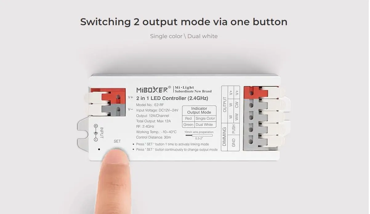 Miboxer E2-RF 2 in 1 LED RF Controller 12V-24V