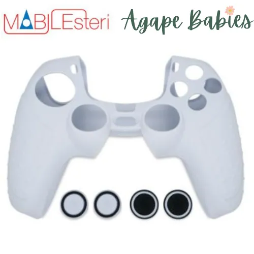 Mobilesteri Silicone Rubber Cover Skin Case & Thumb-Stick Grip Covers Set for PS5 Controllers