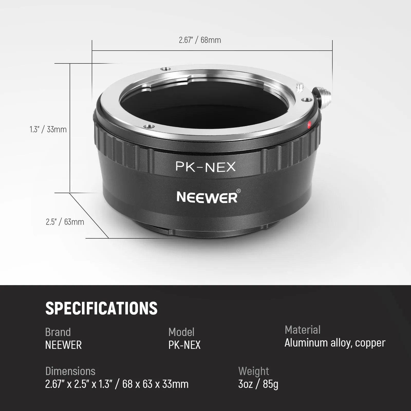 NEEWER PK-NEX Pentax K Mount Lens to Sony E Camera Lens Mount Adapter