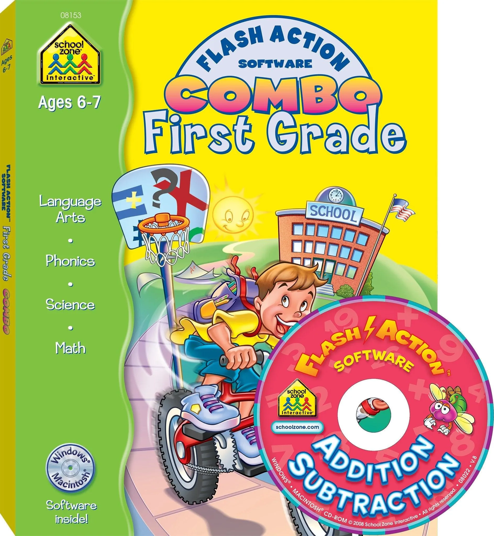 SCHOOL ZONE - First Grade Flash Action Combo (Flash Action Software) Ages 6-7