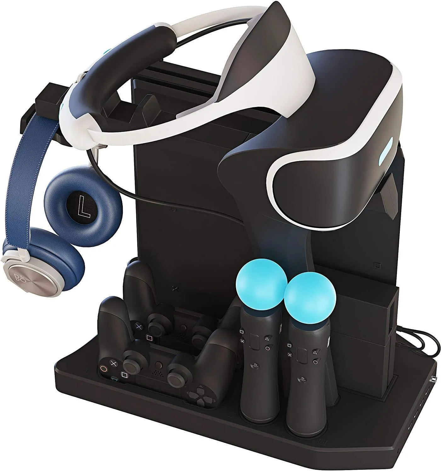 Skywin PSVR Charging Display Stand - Showcase, Cool, Charge, and Display your PS4 VR - Playstation 4 Vertical Stand, Fan, Controller Charger and Hub