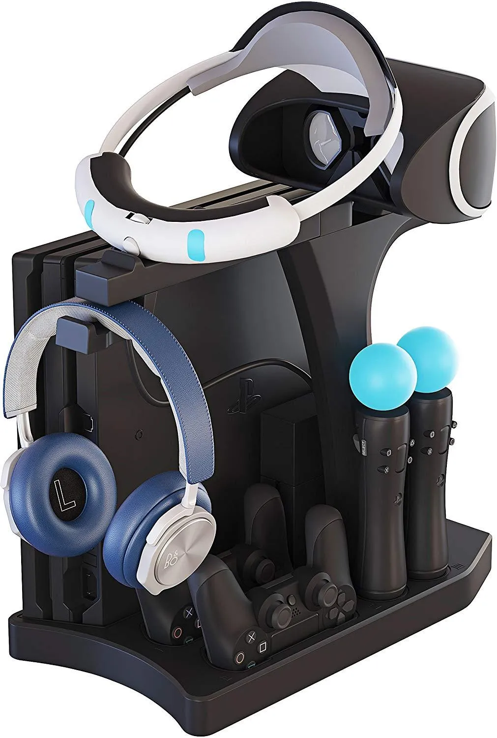 Skywin PSVR Charging Display Stand - Showcase, Cool, Charge, and Display your PS4 VR - Playstation 4 Vertical Stand, Fan, Controller Charger and Hub