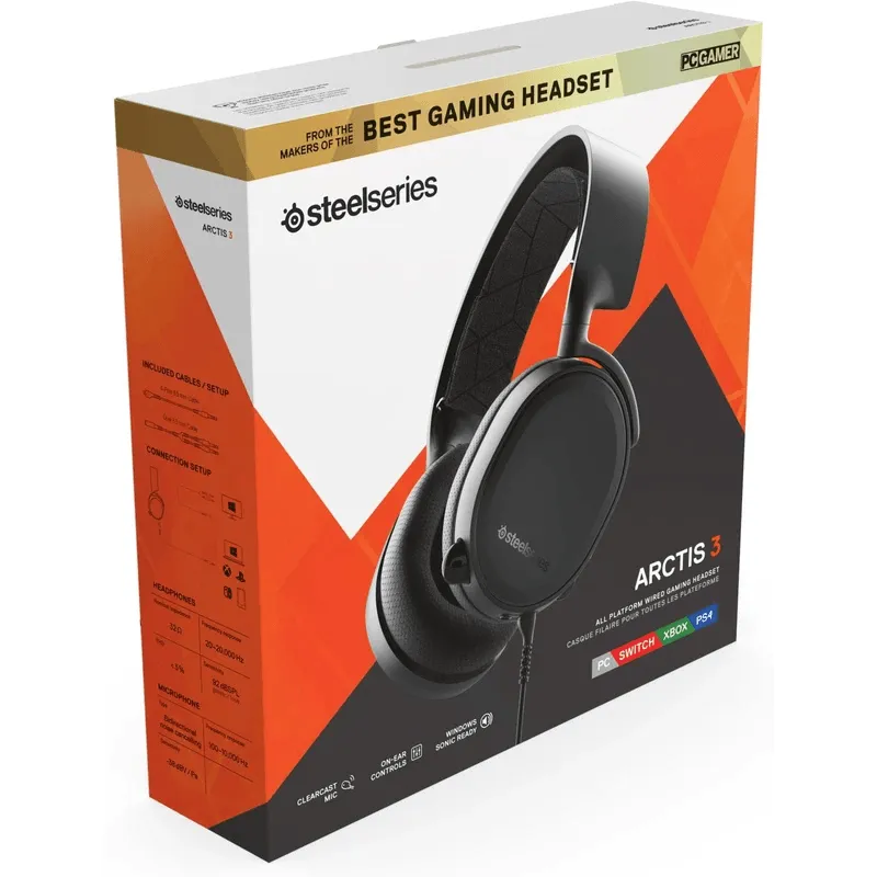 SteelSeries Arctis 3 Wired Gaming Headset Headphones Microphone Black