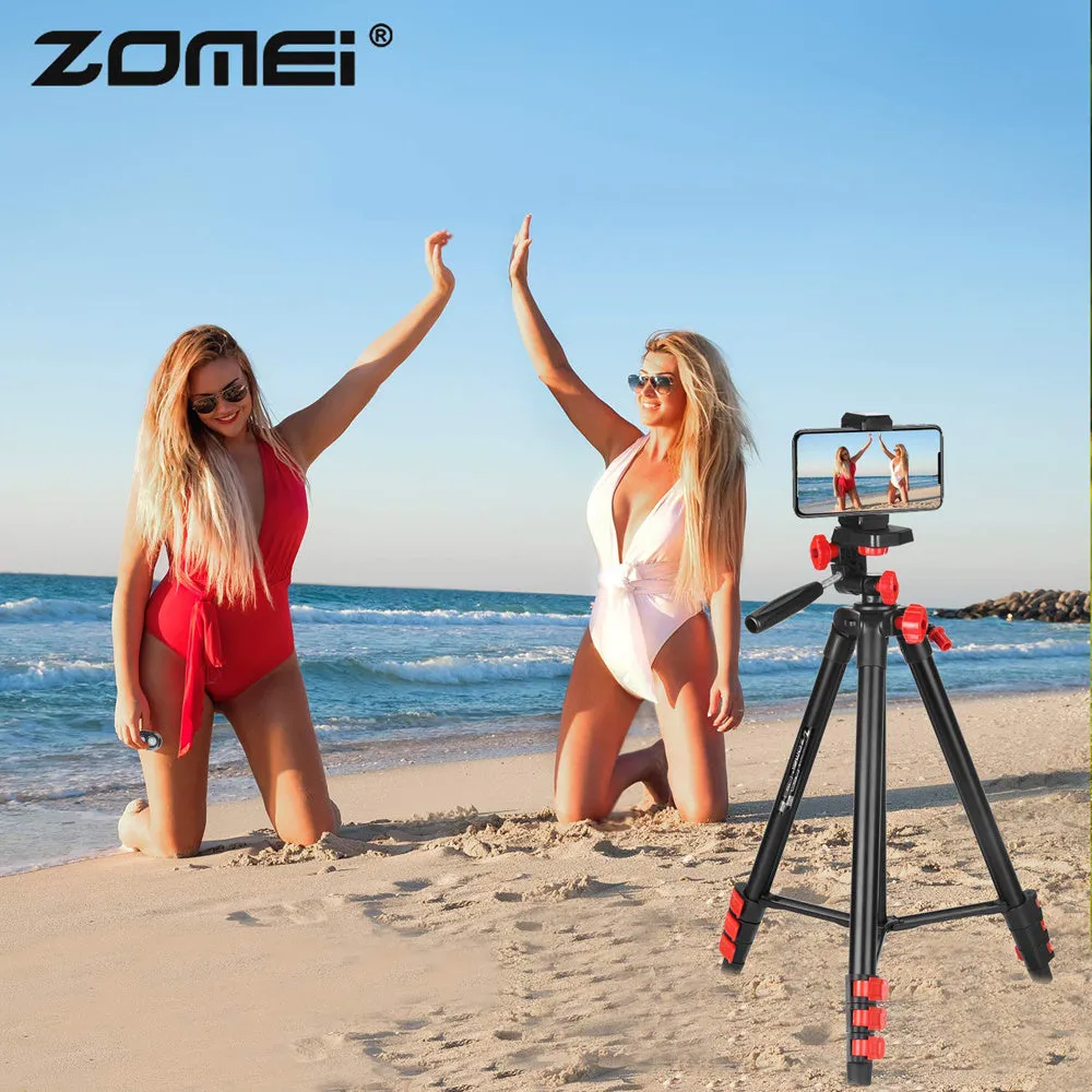 Zomei T80 Portable Tripod with Phone Clip and Bluetooth Remote Control Black Red